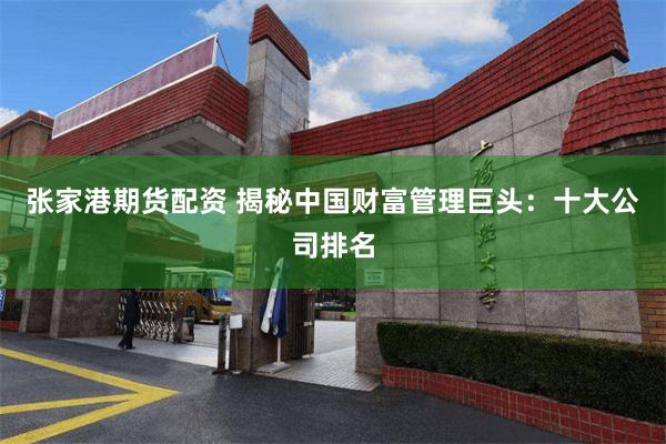 张家港期货配资 揭秘中国财富管理巨头：十大公司排名