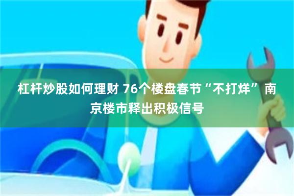 杠杆炒股如何理财 76个楼盘春节“不打烊” 南京楼市释出积极信号