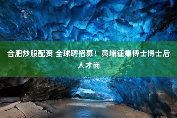 合肥炒股配资 全球聘招募！黄埔征集博士博士后人才岗