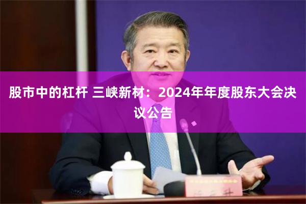 股市中的杠杆 三峡新材：2024年年度股东大会决议公告