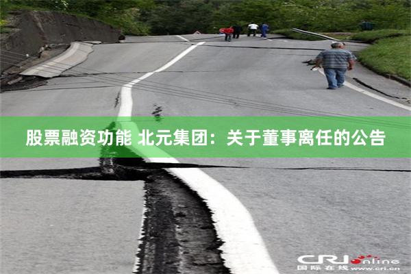 股票融资功能 北元集团：关于董事离任的公告