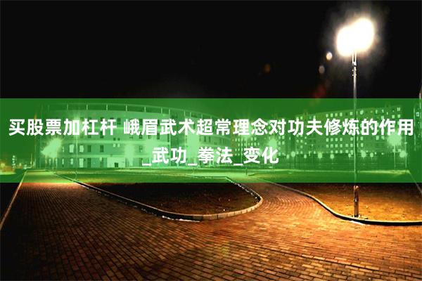 买股票加杠杆 峨眉武术超常理念对功夫修炼的作用_武功_拳法_变化