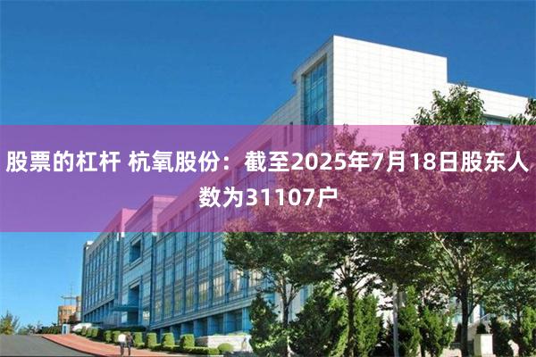 股票的杠杆 杭氧股份：截至2025年7月18日股东人数为31107户