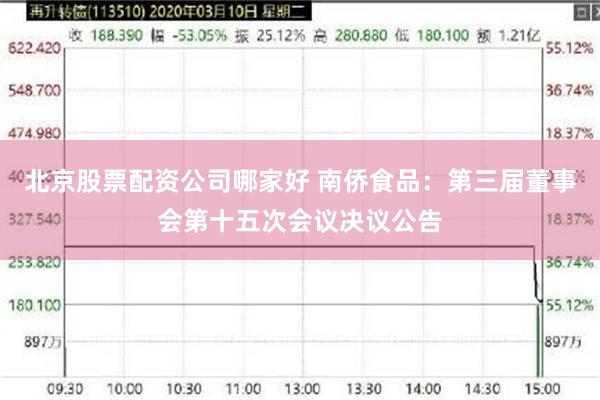 北京股票配资公司哪家好 南侨食品：第三届董事会第十五次会议决议公告