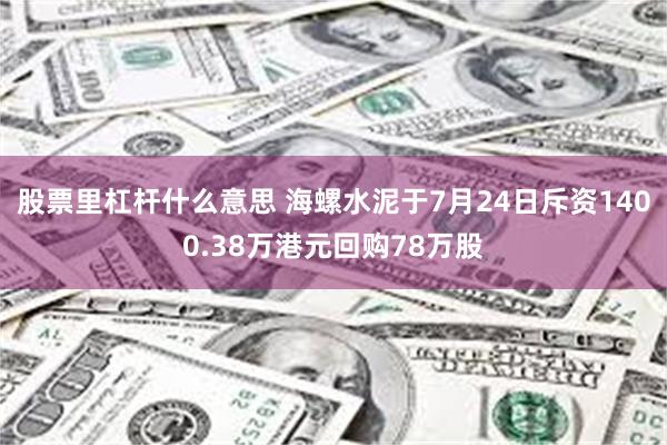 股票里杠杆什么意思 海螺水泥于7月24日斥资1400.38万港元回购78万股